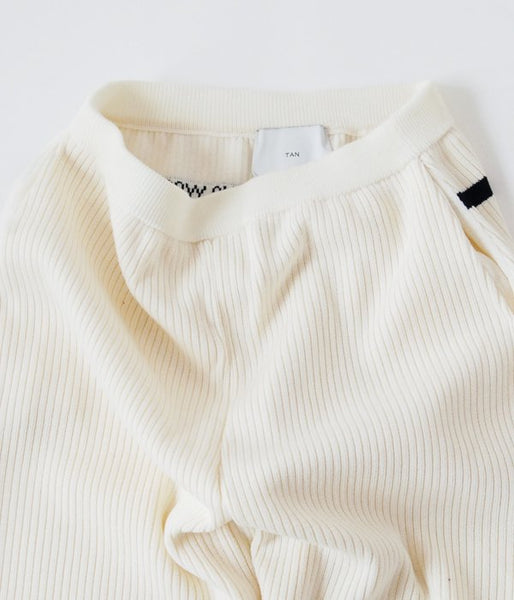 TAN/LINE RIB PT (WHITE×BLACK)