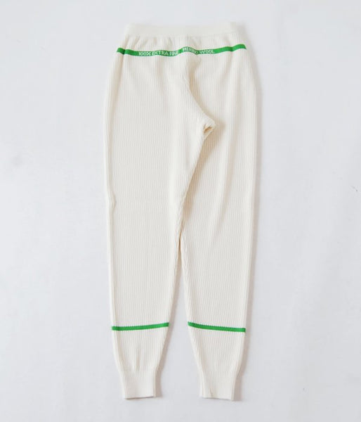 TAN/LINE RIB PT (O/WHITE×GREEN O)