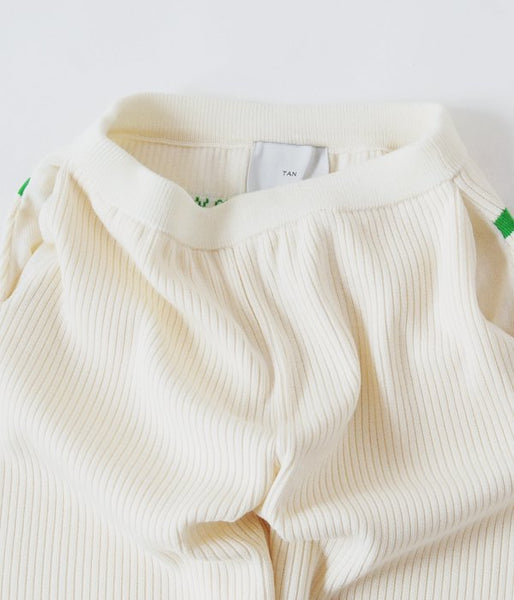 TAN/LINE RIB PT (O/WHITE×GREEN O)