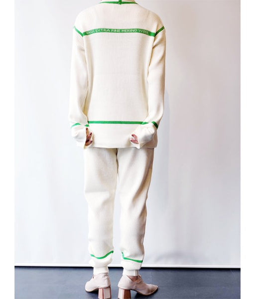 TAN/LINE RIB PT (O/WHITE×GREEN O)