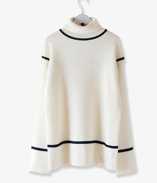 TAN/LINE RIB TURTLE (WHITE×BLACK)