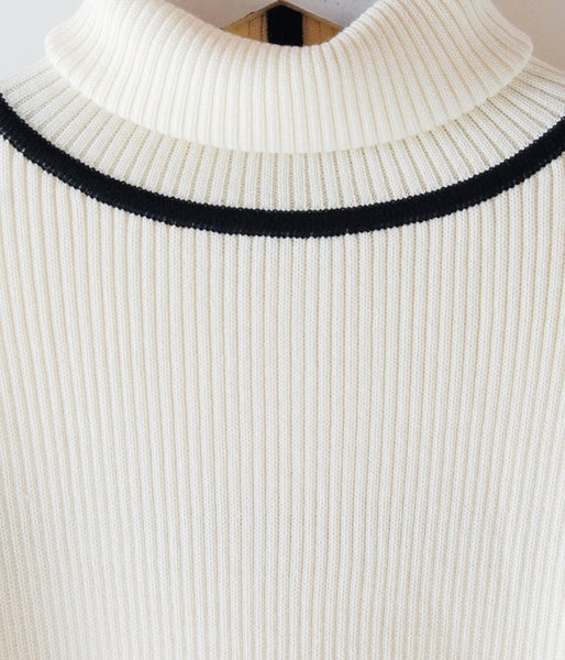 TAN/LINE RIB TURTLE (WHITE×BLACK)