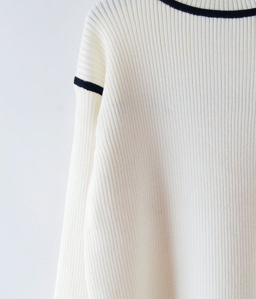 TAN/LINE RIB TURTLE (WHITE×BLACK)