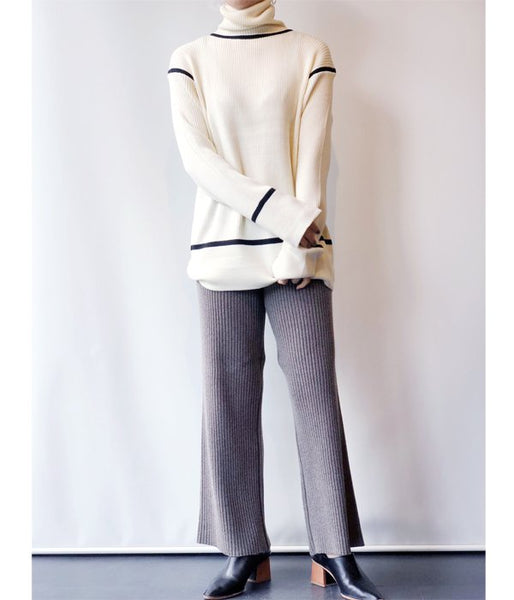 TAN/LINE RIB TURTLE (WHITE×BLACK)