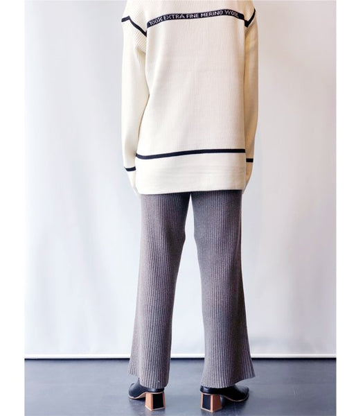 TAN/LINE RIB TURTLE (WHITE×BLACK)