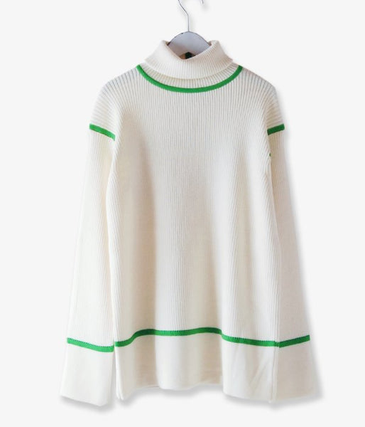 TAN/LINE RIB TURTLE (O/WHITE×GREEN O)