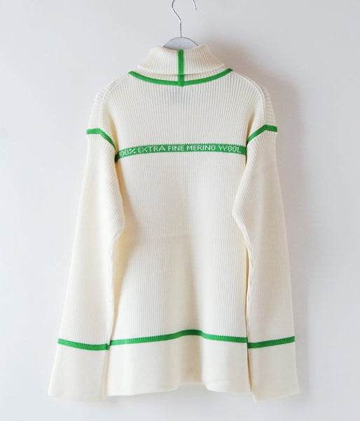 TAN/LINE RIB TURTLE (O/WHITE×GREEN O)