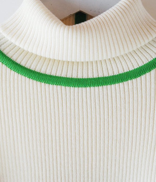 TAN/LINE RIB TURTLE (O/WHITE×GREEN O)