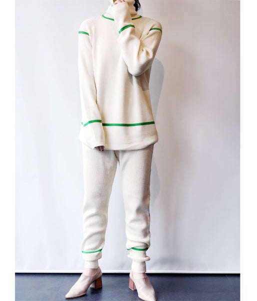 TAN/LINE RIB TURTLE (O/WHITE×GREEN O)