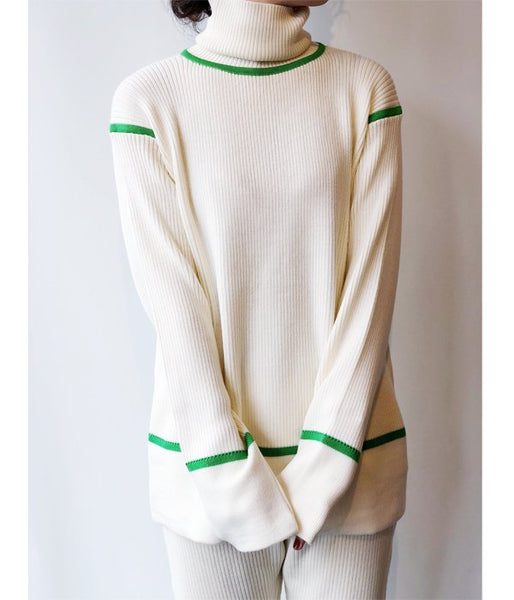 TAN/LINE RIB TURTLE (O/WHITE×GREEN O)