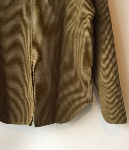 PHEENY/BIG WAFFLE V NECK L/S (OLIVE)(2)