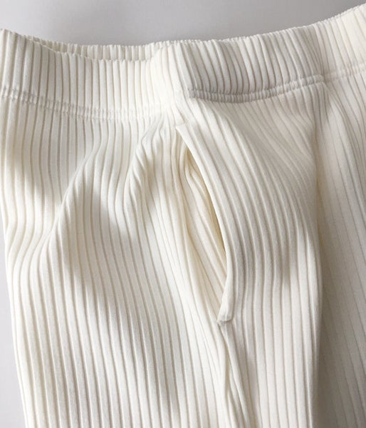 PHEENY/Pe/c WIDE RIB SLIT PANTS (IVORY)
