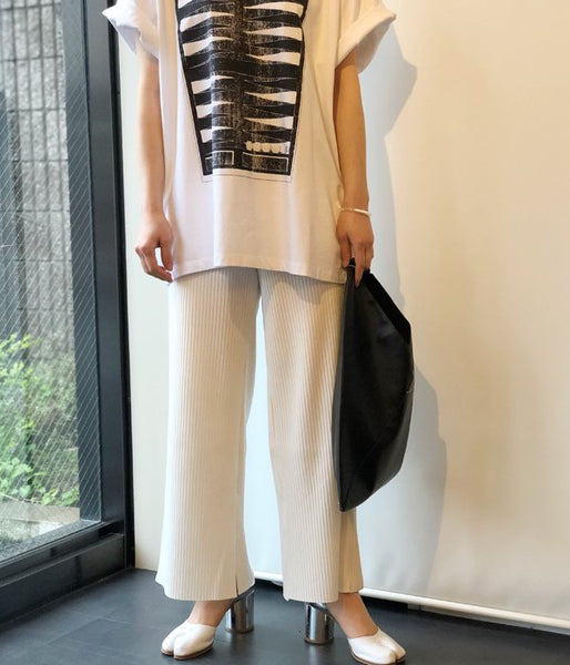 PHEENY/Pe/c WIDE RIB SLIT PANTS (IVORY)