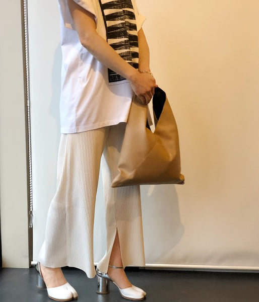 PHEENY/Pe/c WIDE RIB SLIT PANTS (IVORY)