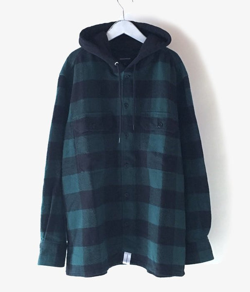 DESCENDANT/SPICOLI HOODED LS SHIRT (GREEN)