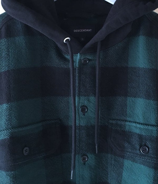 DESCENDANT/SPICOLI HOODED LS SHIRT (GREEN)