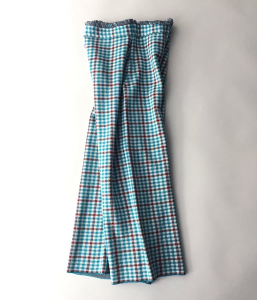 TAN/CHECKERD PANTS (BLUE)