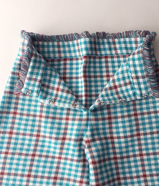TAN/CHECKERD PANTS (BLUE)