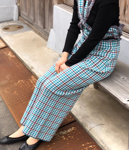 TAN/CHECKERD PANTS (BLUE)