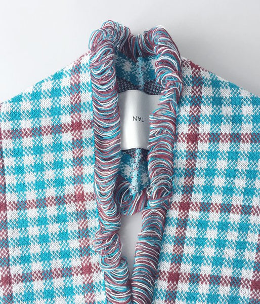 TAN/CHECKERD HALTERNECK (BLUE)