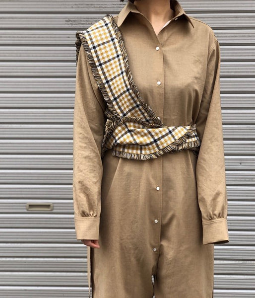 TAN/CHECKERD HALTERNECK (MUSTARD)