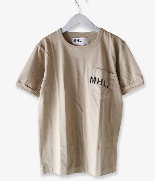 MHL./PRINTED COTTON JERSEY LOGO T-SHIRT MENS (BEIGE)