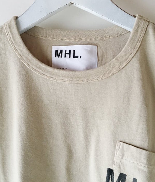 MHL./PRINTED COTTON JERSEY LOGO T-SHIRT MENS (BEIGE)