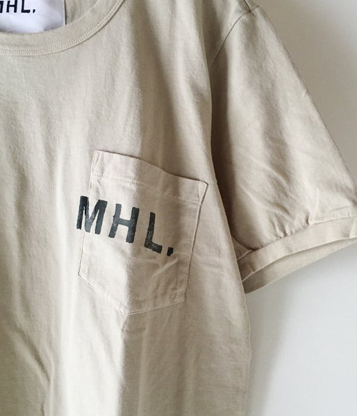MHL./PRINTED COTTON JERSEY LOGO T-SHIRT MENS (BEIGE)