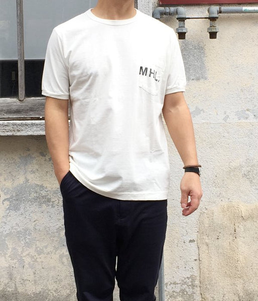 MHL./PRINTED COTTON JERSEY LOGO T-SHIRT MENS (WHITE)
