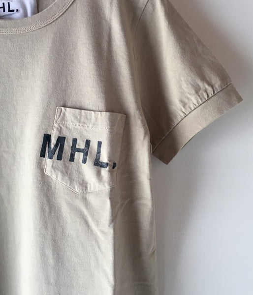 MHL./PRINTED COTTON JERSEY LOGO T-SHIRT WOMENS (BEIGE)