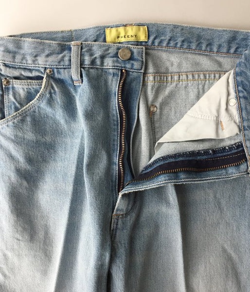 PHEENY/13oz VINTAGE DENIM CENTER PRESS PANTS (BLUE)