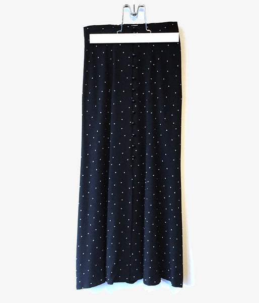 PHEENY/RAYON DOT BUTTON-DOWN SKIRT (BLACK)