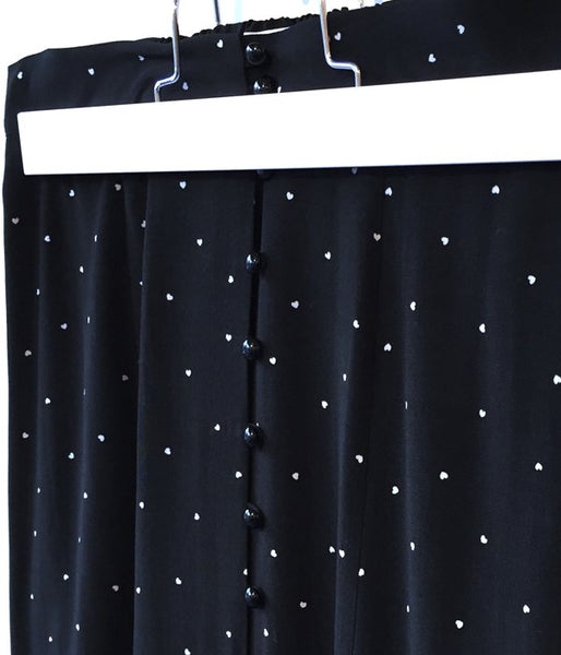 PHEENY/RAYON DOT BUTTON-DOWN SKIRT (BLACK)