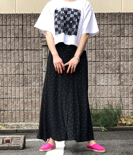 PHEENY/RAYON DOT BUTTON-DOWN SKIRT (BLACK)