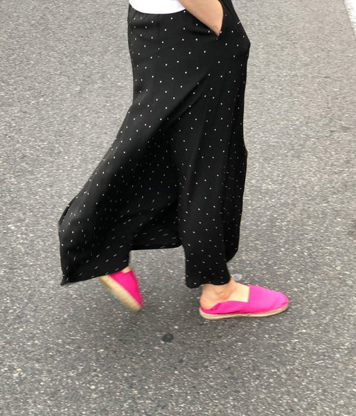 PHEENY/RAYON DOT BUTTON-DOWN SKIRT (BLACK)