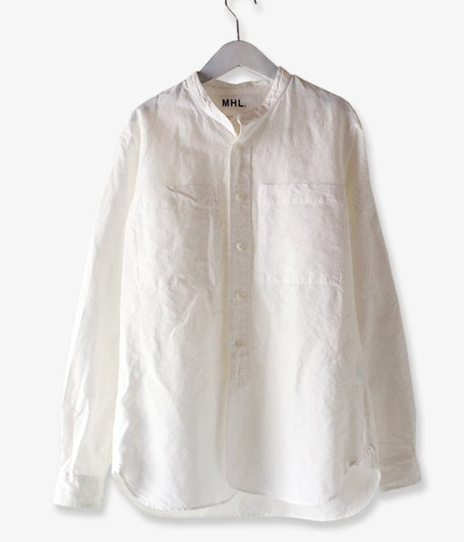 MHL./PLAIN COTTON LINEN SHIRT (WHITE)