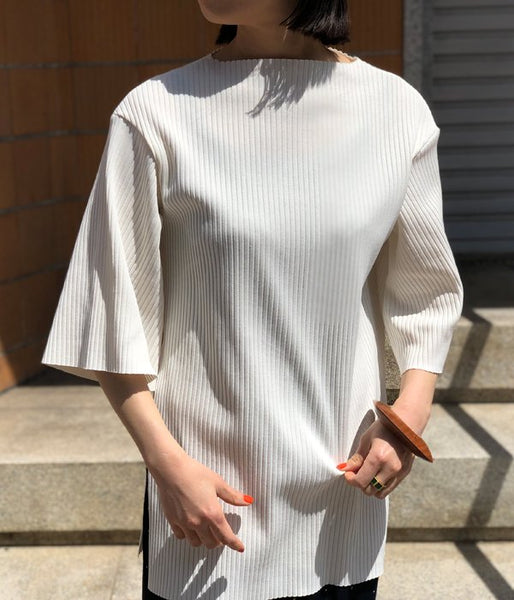 PHEENY/Pe/c WIDE RIB BOAT NECK S/S (IVORY)