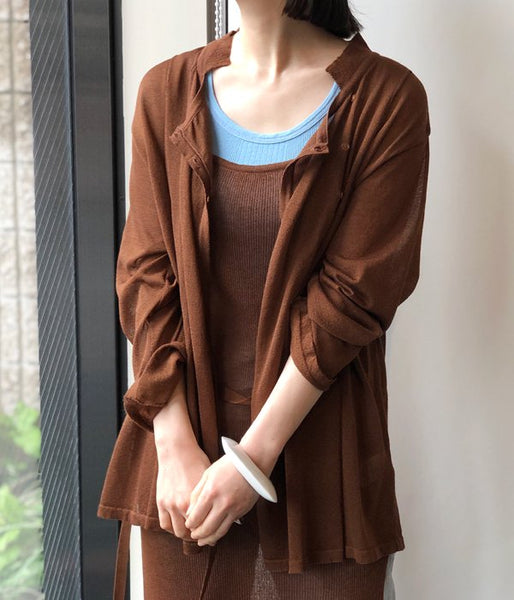 TAN/SOFTSHINY CARDIGAN (BROWN)