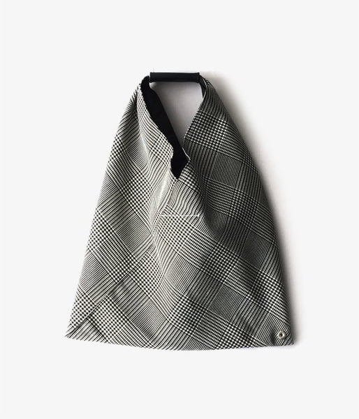 MM6 MAISON MARGIELA/TARTAN WOOL JAPANESE TOTE BAG MINI(BLACK×WHITE)