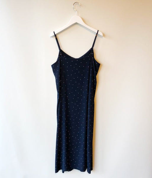 PHEENY/RAYON DOT CAMISOLE DRESS (NAVY)