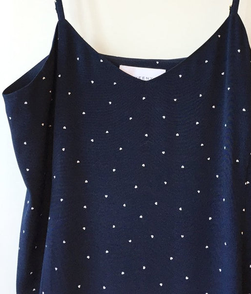 PHEENY/RAYON DOT CAMISOLE DRESS (NAVY)