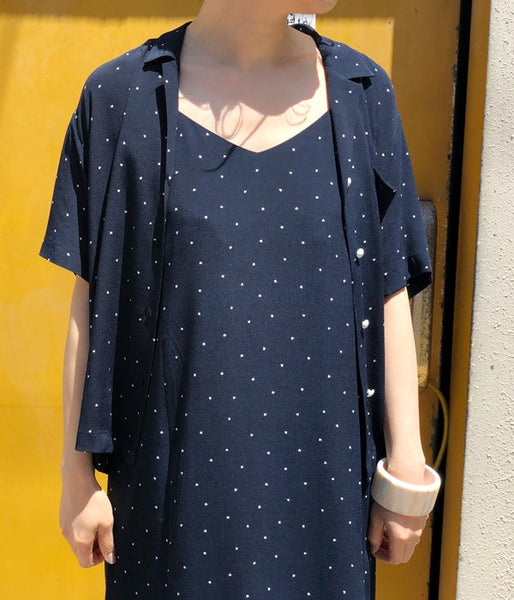 PHEENY/RAYON DOT CAMISOLE DRESS (NAVY)
