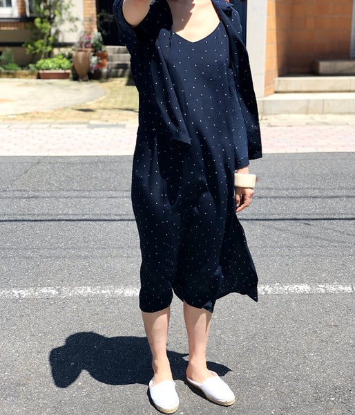 PHEENY/RAYON DOT CAMISOLE DRESS (NAVY)