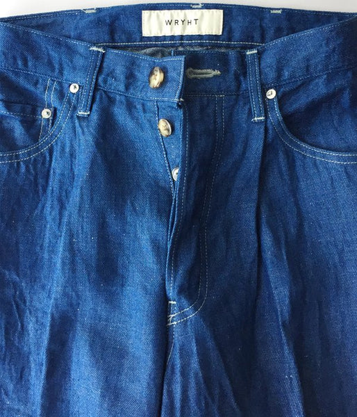 WRYHT/KNOTTED BUCK WIDE JEANS(FADE INDIGO)
