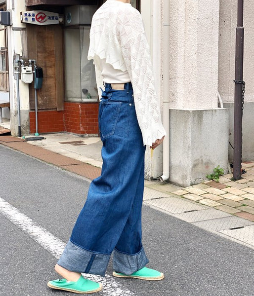 WRYHT/KNOTTED BUCK WIDE JEANS(FADE INDIGO)