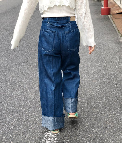WRYHT/KNOTTED BUCK WIDE JEANS(FADE INDIGO)