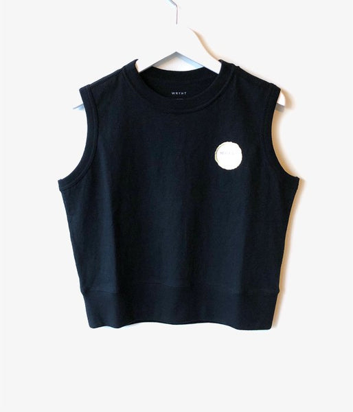 WRYHT/SLEEVELESS BINDER-NECK TEE(BLACK)