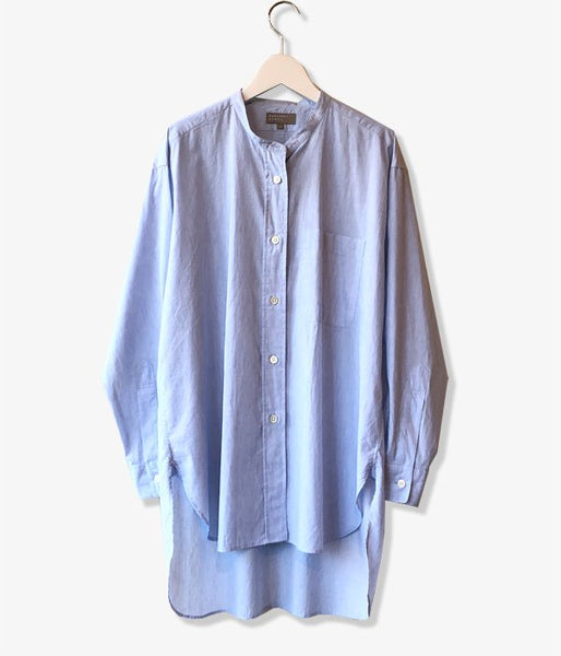 MARGARET HOWELL/END ON END COTTON LINEN SHIRT(BLUE)