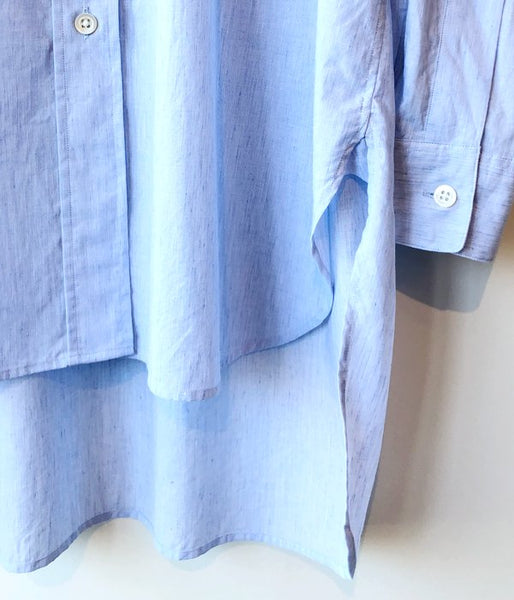 MARGARET HOWELL/END ON END COTTON LINEN SHIRT(BLUE)