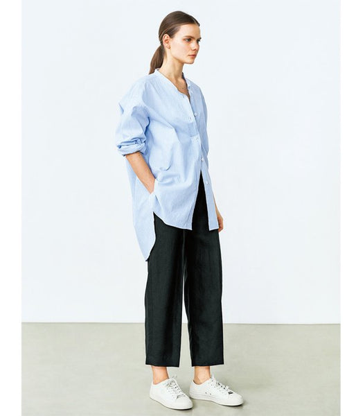 MARGARET HOWELL/END ON END COTTON LINEN SHIRT(BLUE)